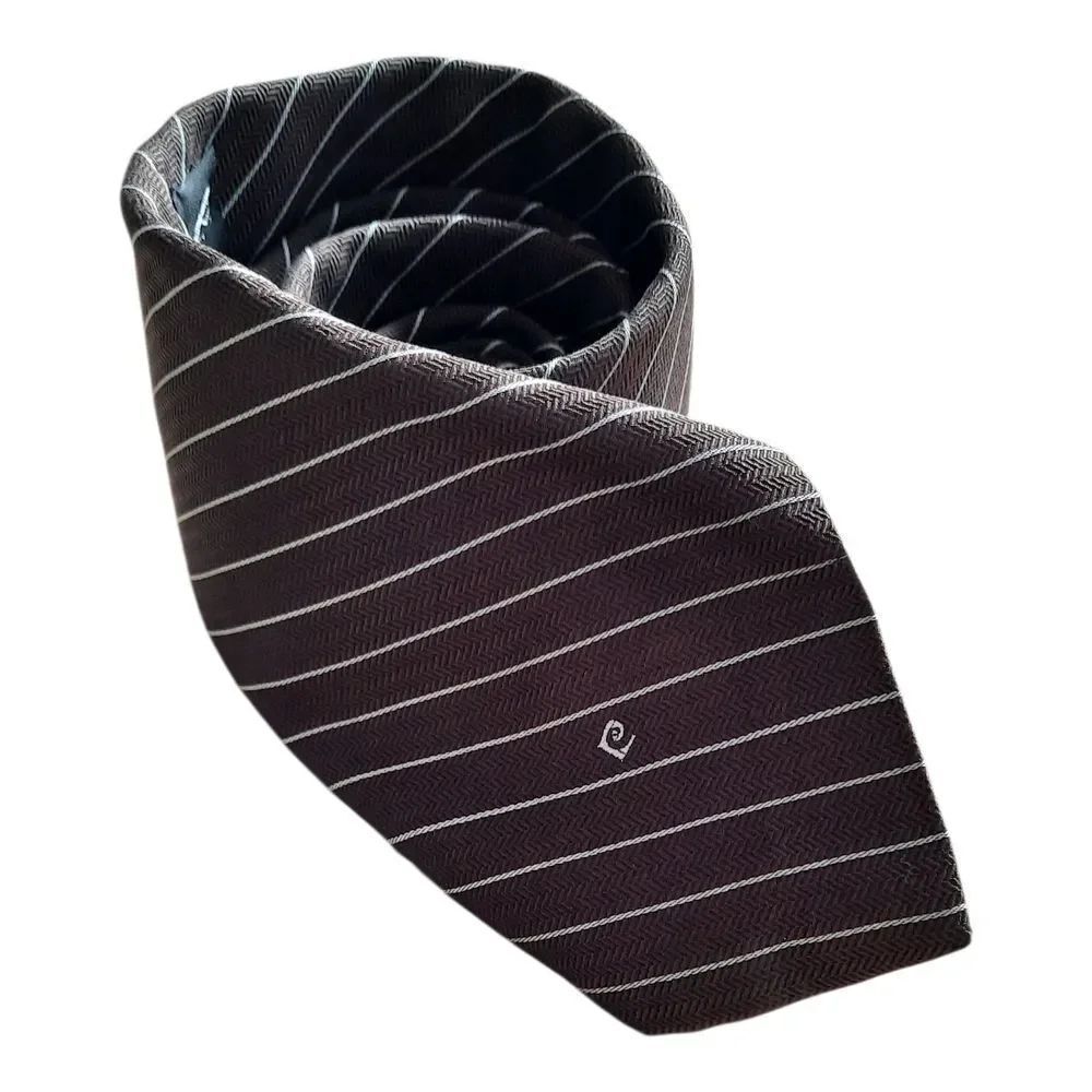 Pierre Cardin Elegant Black and White Striped Tie